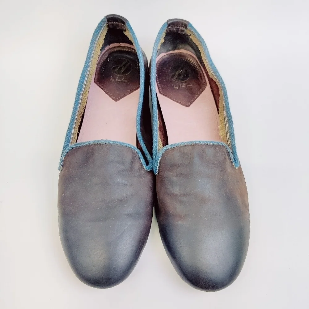 H by Hudson Brown Leather Flats Sz 38